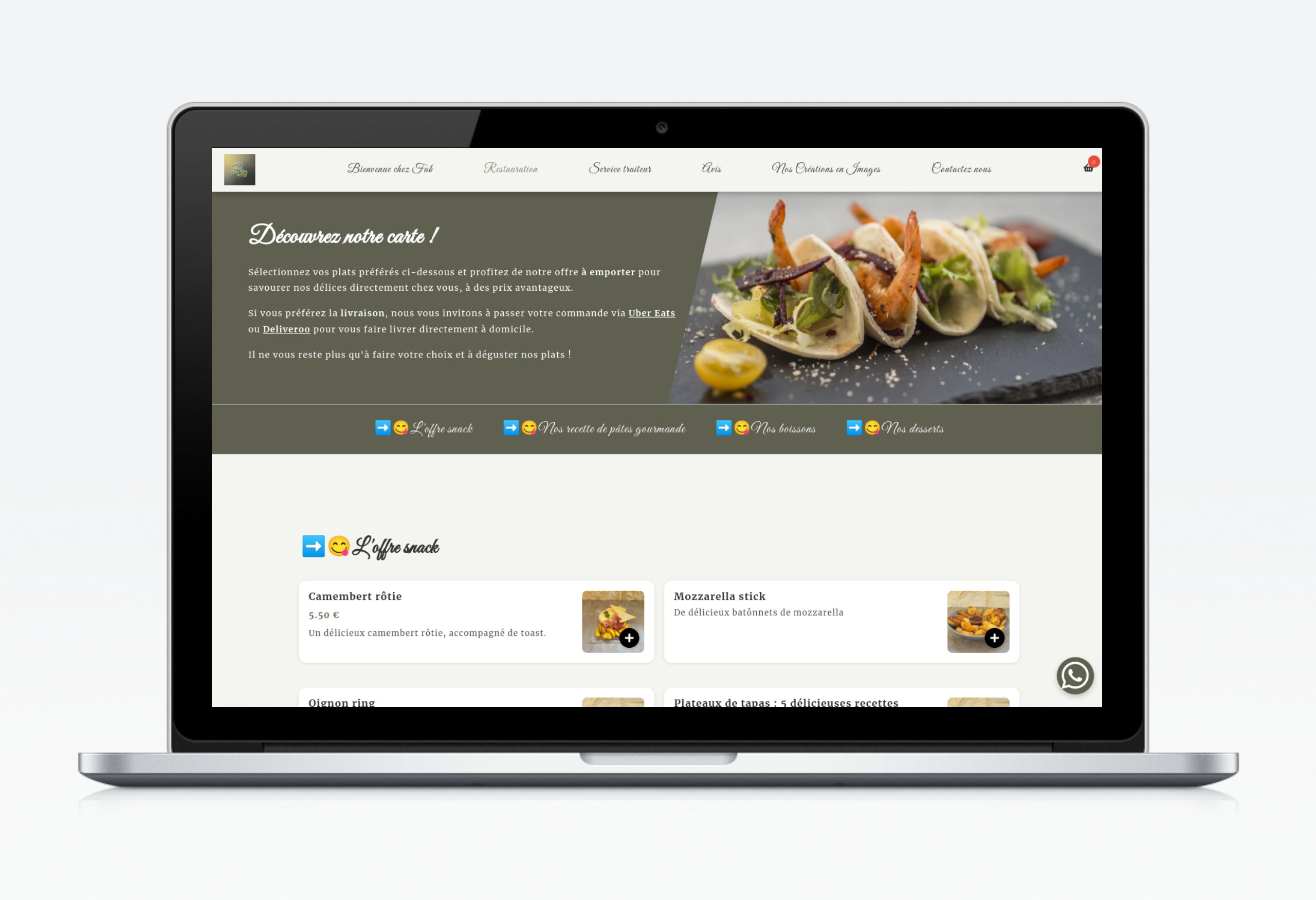 Site Web : Aux Délices de Fab